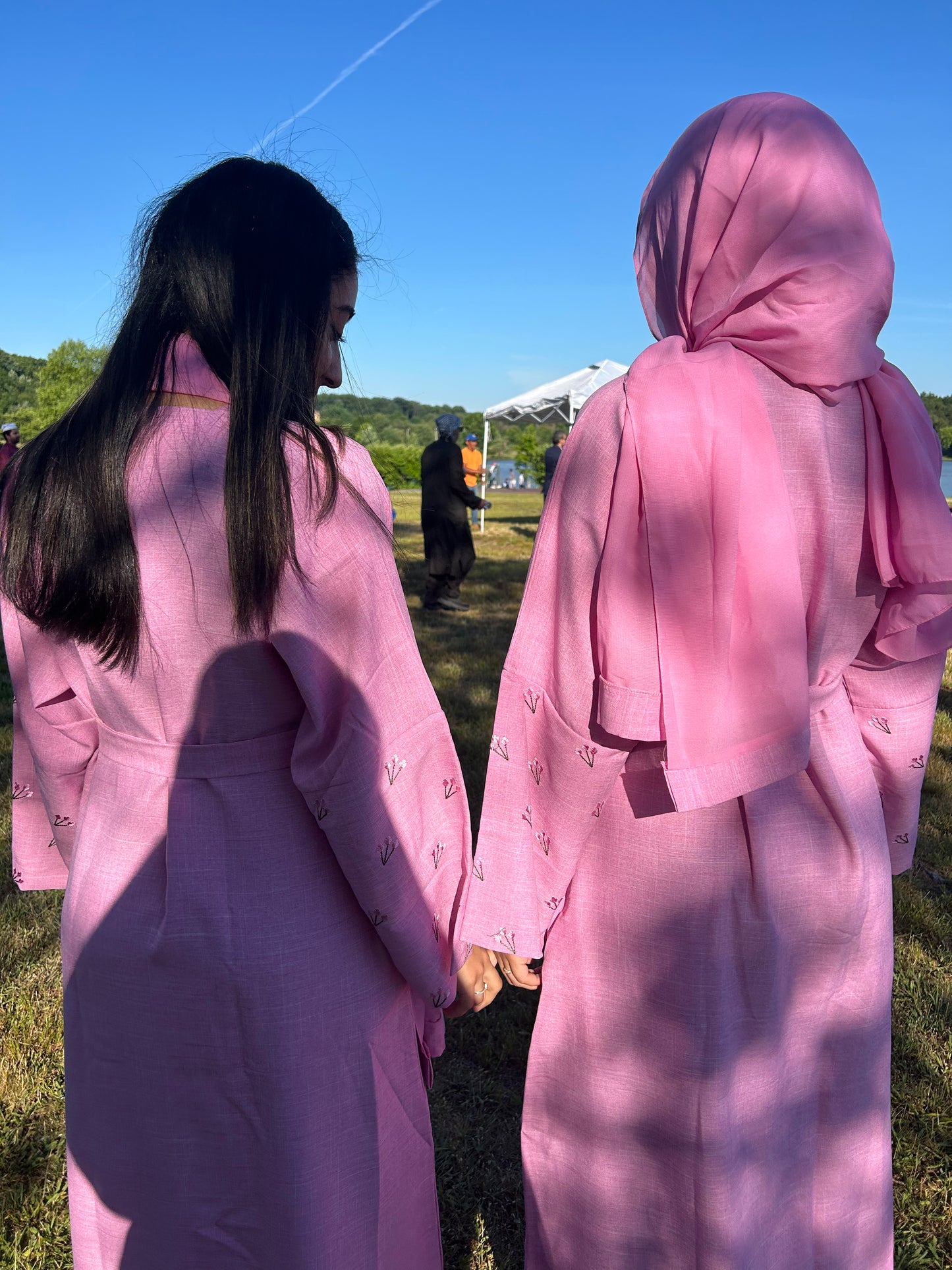 Pink tulip sleeve abaya