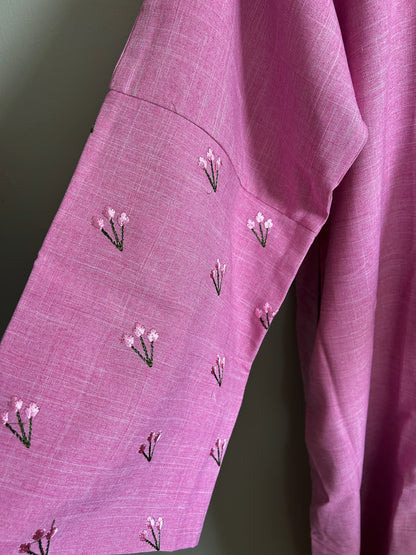 Pink tulip sleeve abaya