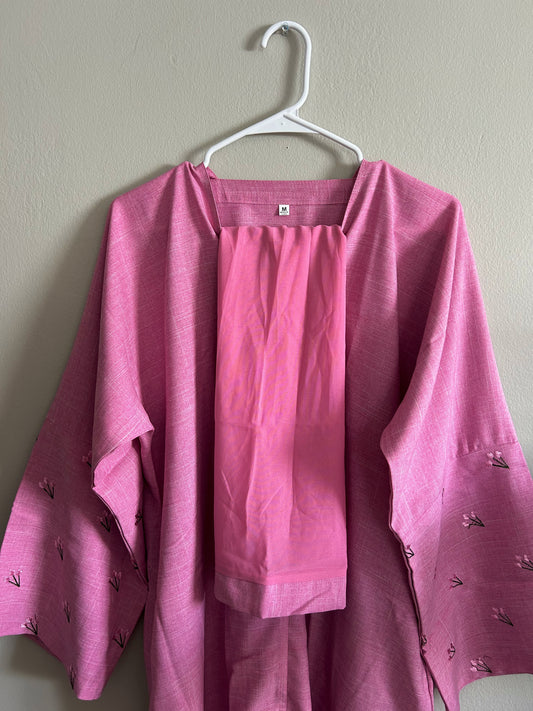 Pink tulip sleeve abaya