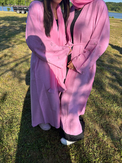 Pink tulip sleeve abaya